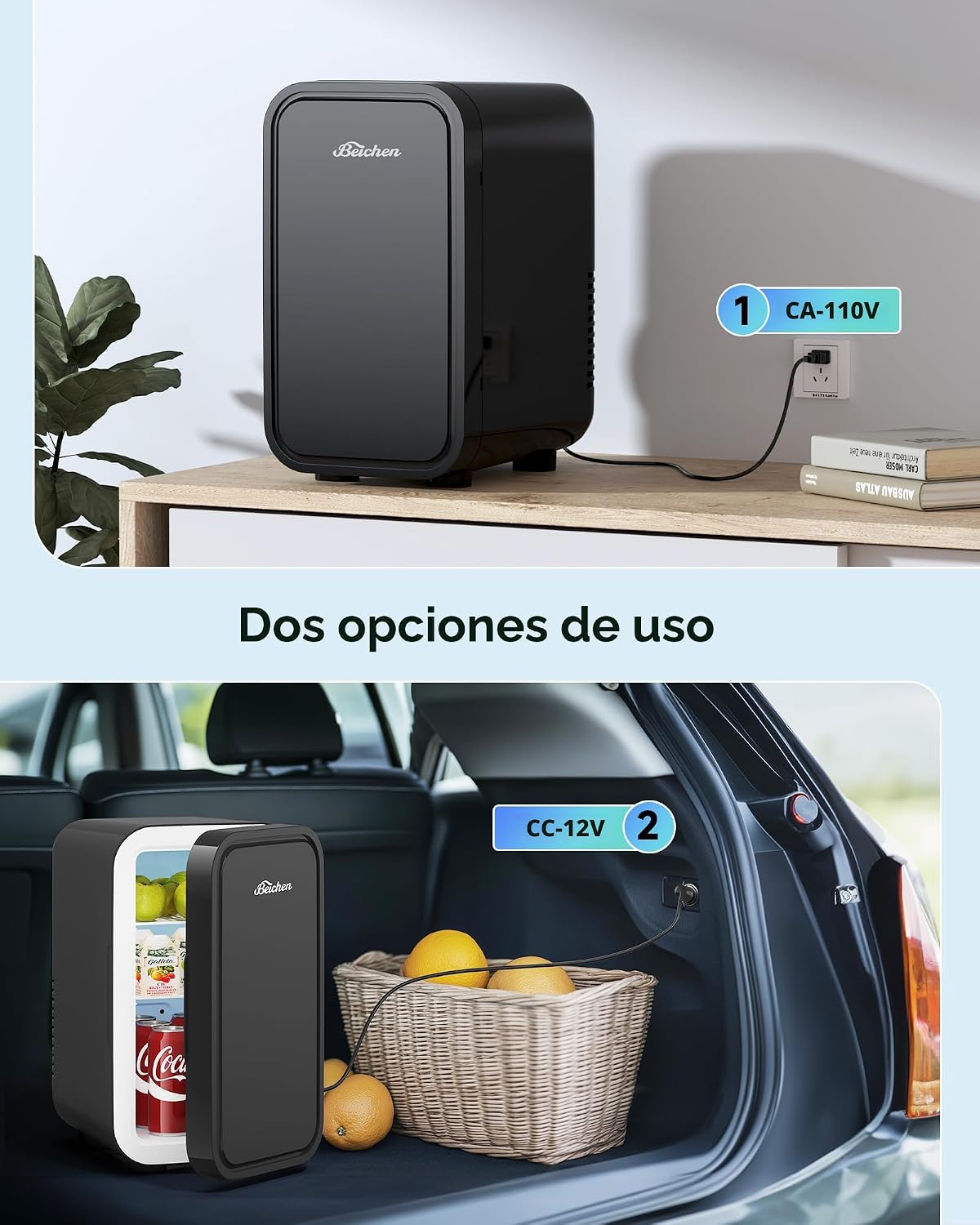 BEICHEN Mini refrigerador, de 6 litros \/ 8 latas, pequeño refriger...