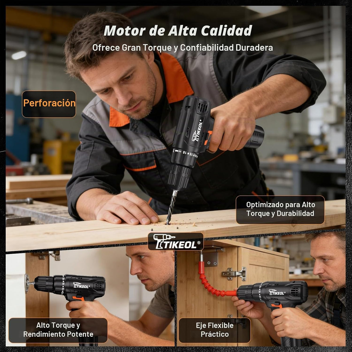 TIKEOL Juego de taladro inalámbrico de 12 V con batería y cargador,...