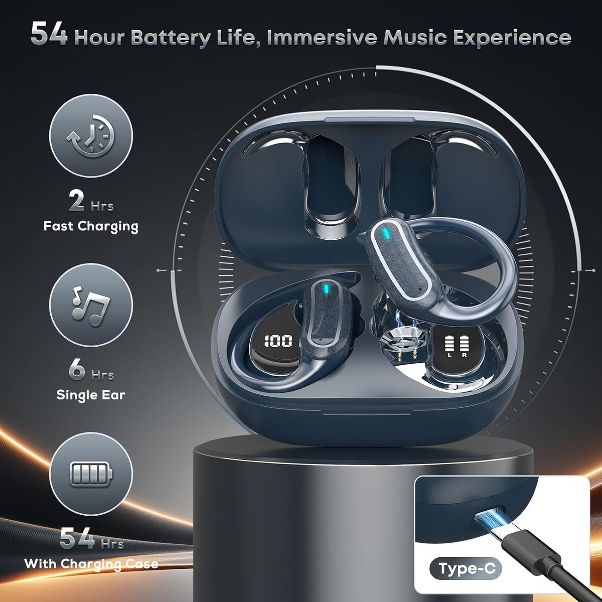 TRAUSI Auriculares inalámbricos Bluetooth, auriculares estéreo de 5...