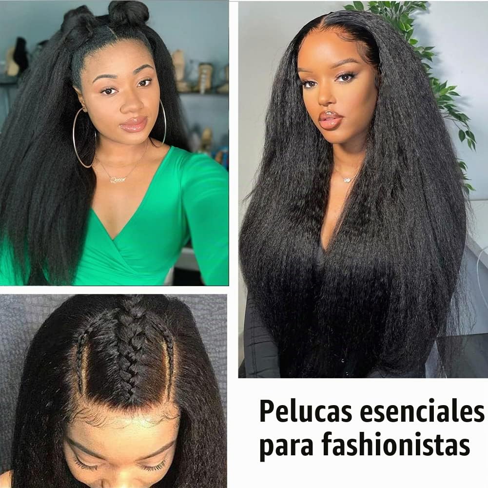 Urbeauty- Peluca con parte superior en U de cabello humano crespo p...