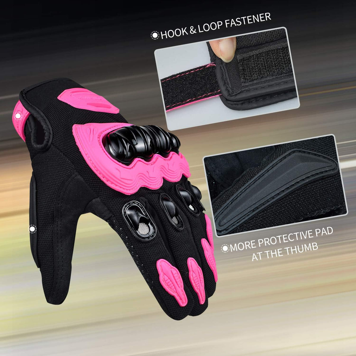 ELCYCO - Guantes de motocicleta para mujer con pantalla táctil, par...