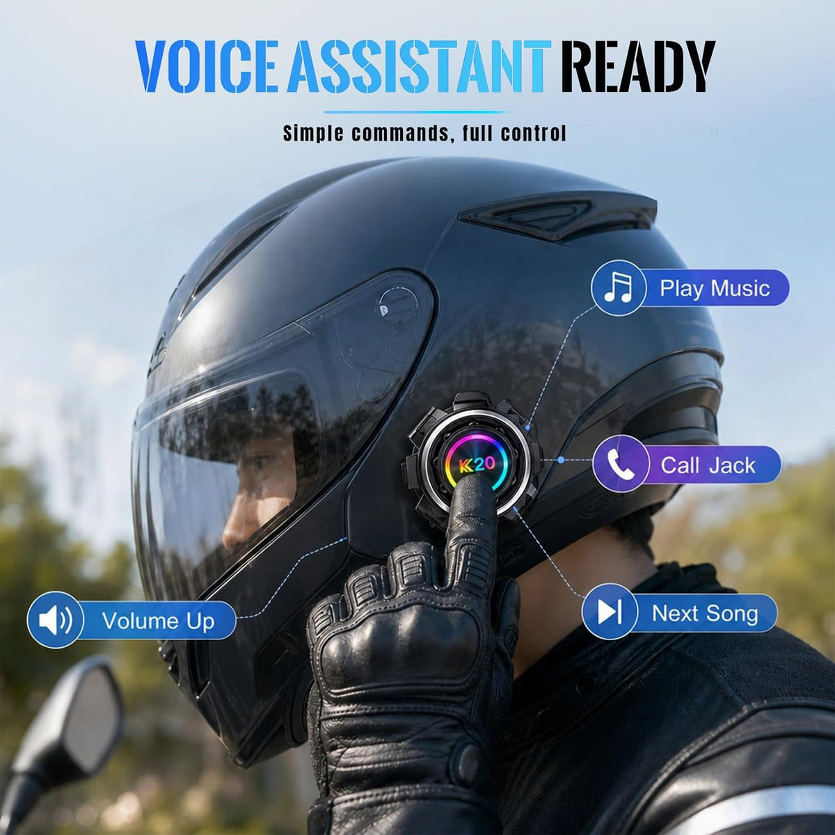UouNeaCo Auriculares Bluetooth para casco de motocicleta, sistema d...