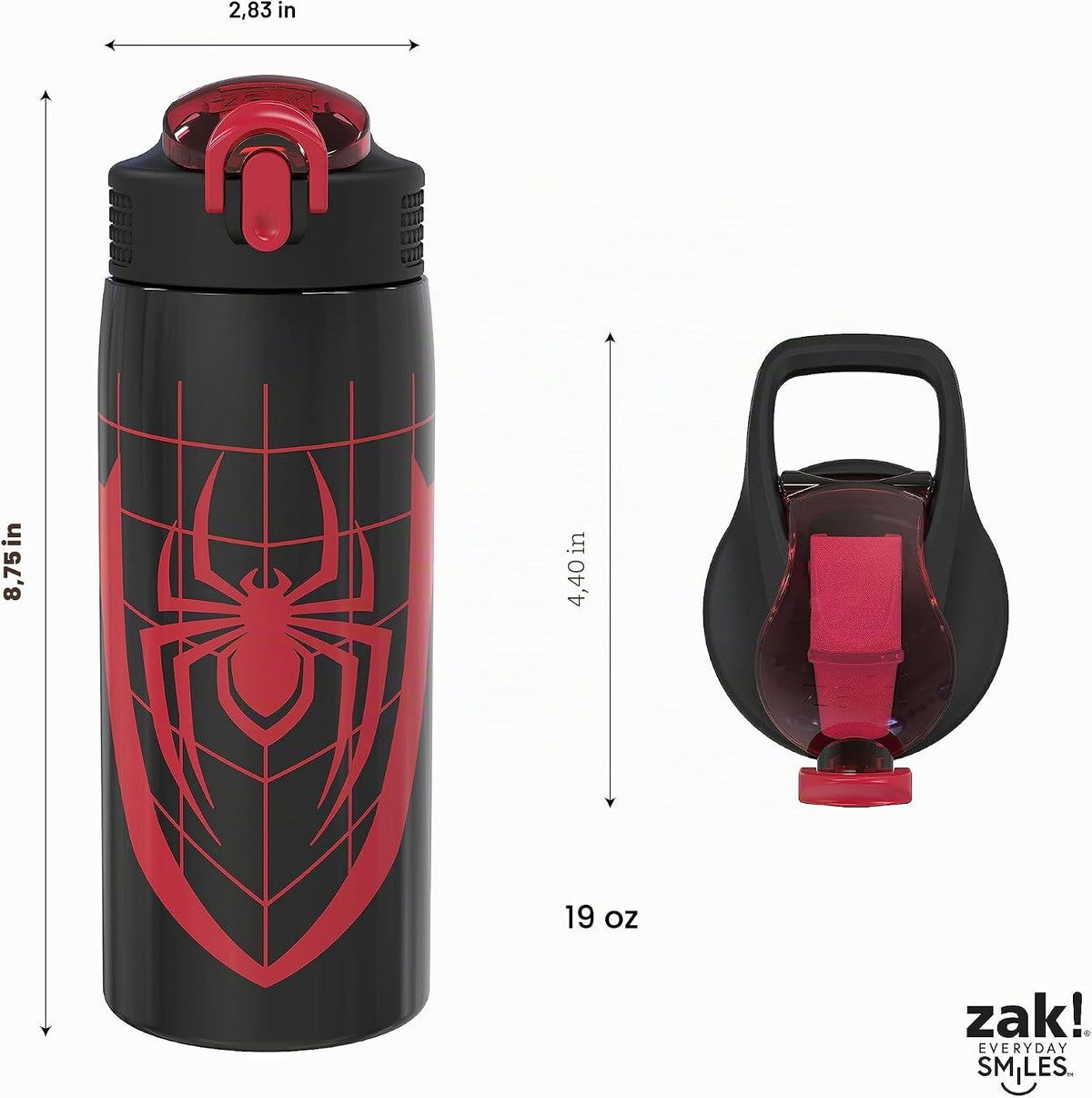 Zak Designs Botella de agua Marvel Spider-Man para viajes y en casa...