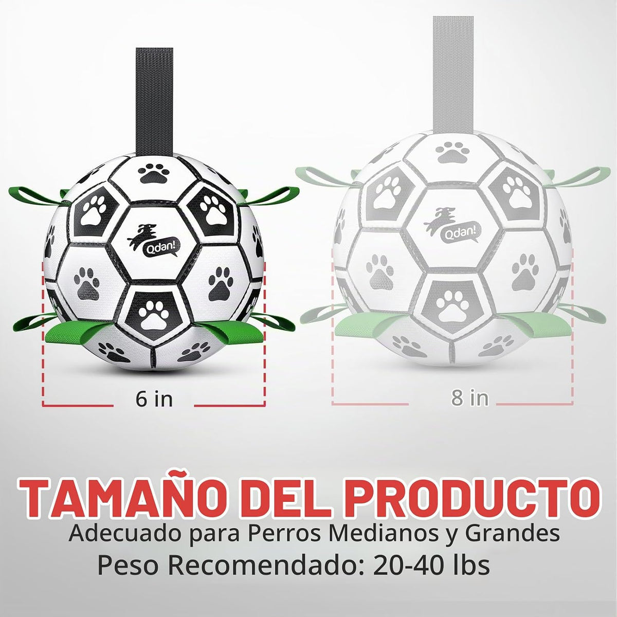 QDAN Pelotas de fútbol para perros con campana en el interior, pelo...