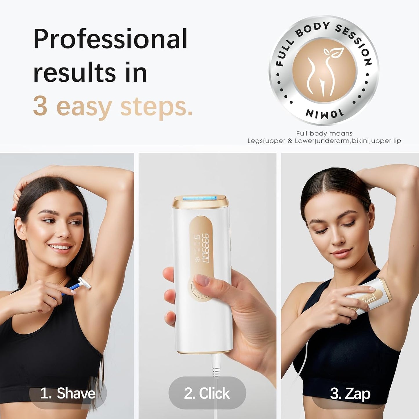 Depilación IPL para mujeres y hombres - Enfriamiento del hielo, sin...