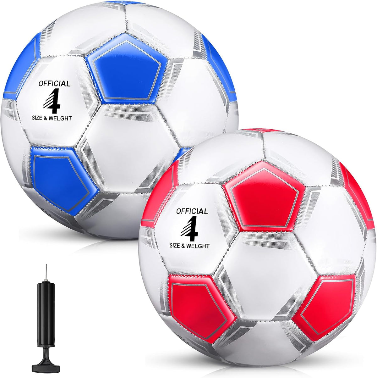 HyDren 2 pelotas de fútbol con inflador, tamaño oficial 4\/5, pelot...