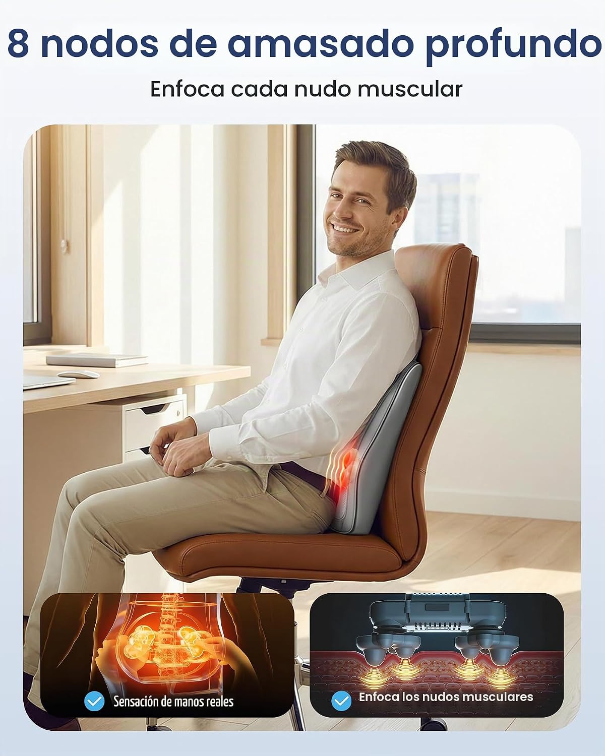 COMFIER Masajeador de espalda Shiatsu con calor y vibración, masaje...