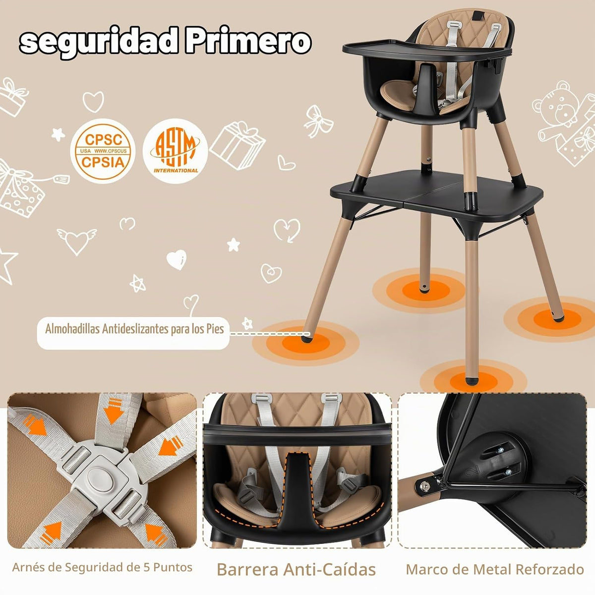 Honey Joy Silla alta 5 en 1 convertible para bebés y niños\/Juego d...