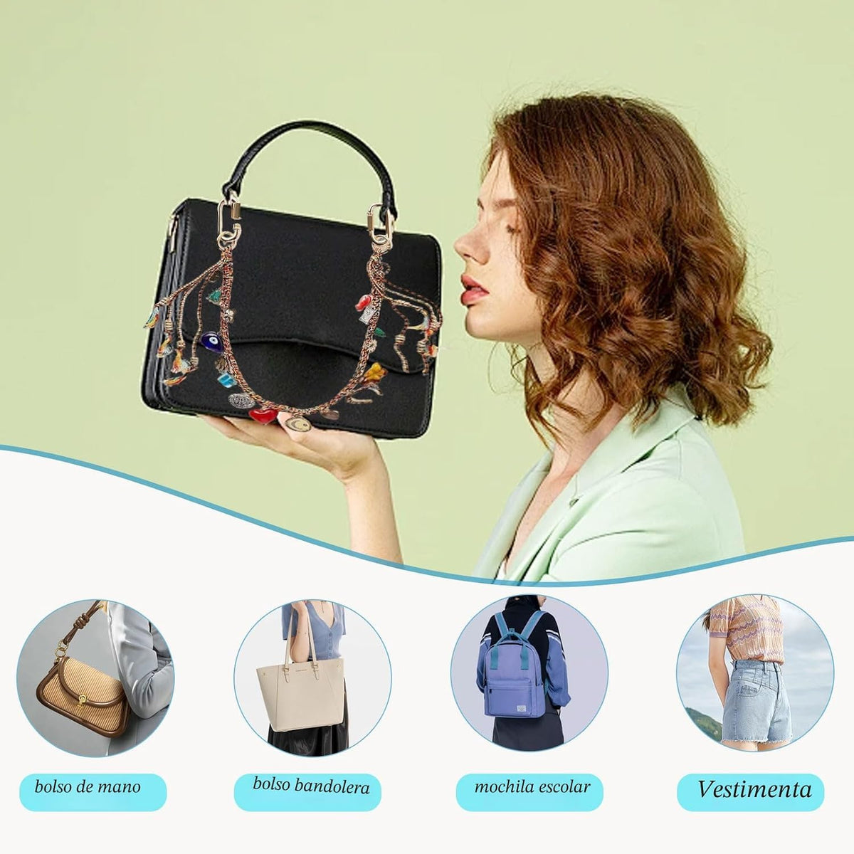 LSBDJDL Cadena Trenzada de Cuentas de Cuerda Llavero para Accesorio...