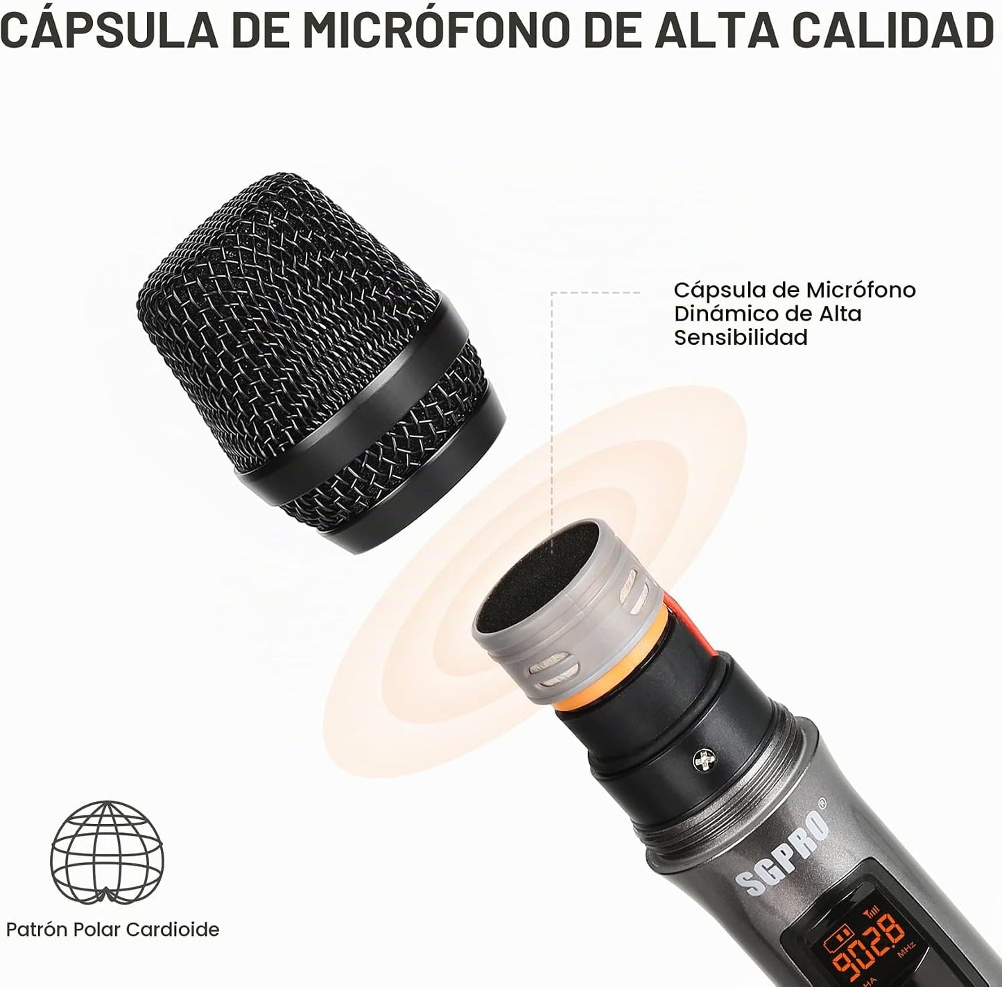 SGPRO Juego de micrófonos inalámbricos multiusos, receptor compacto...