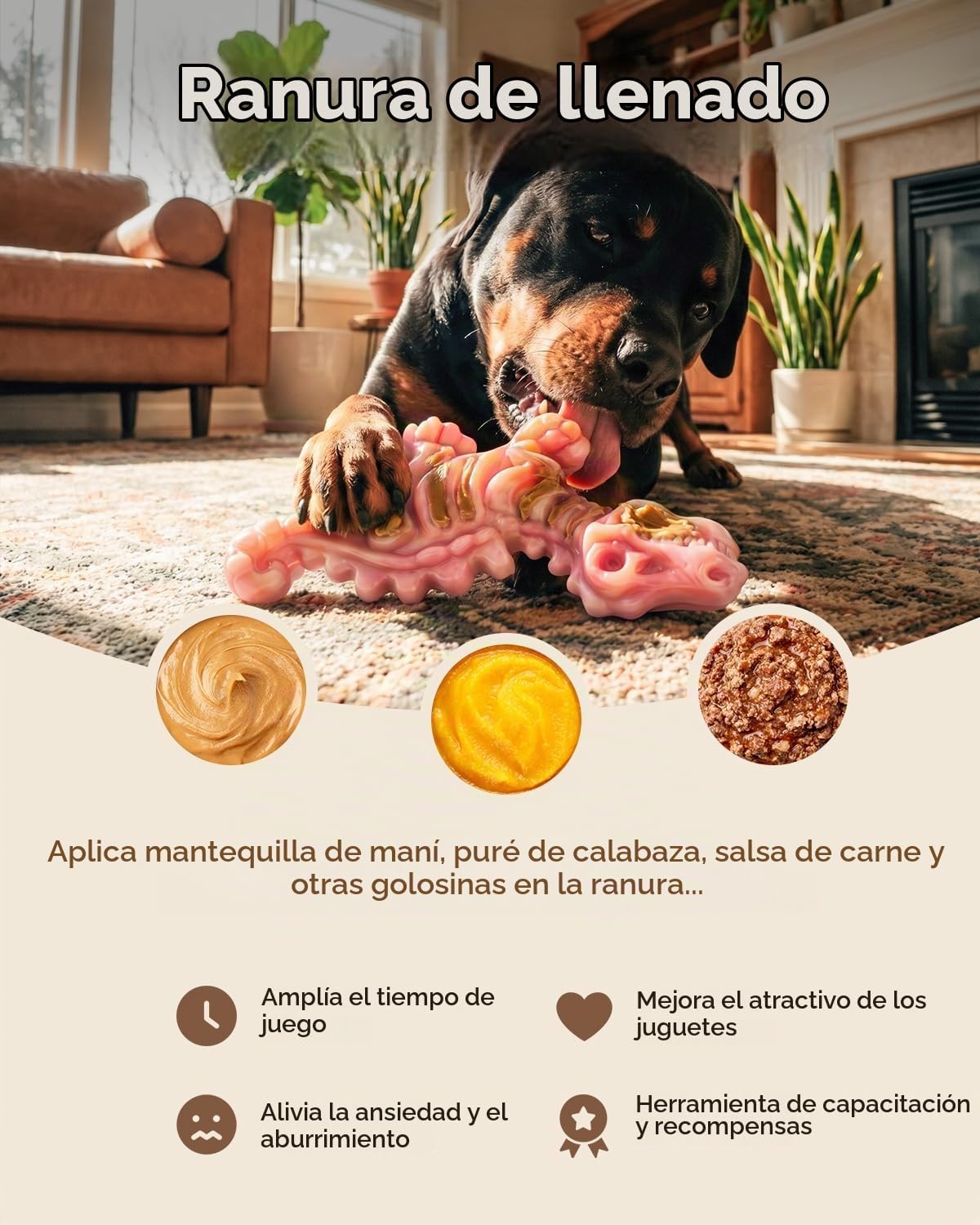 DinoBone Paquete de 2 juguetes masticables para perros resistentes...