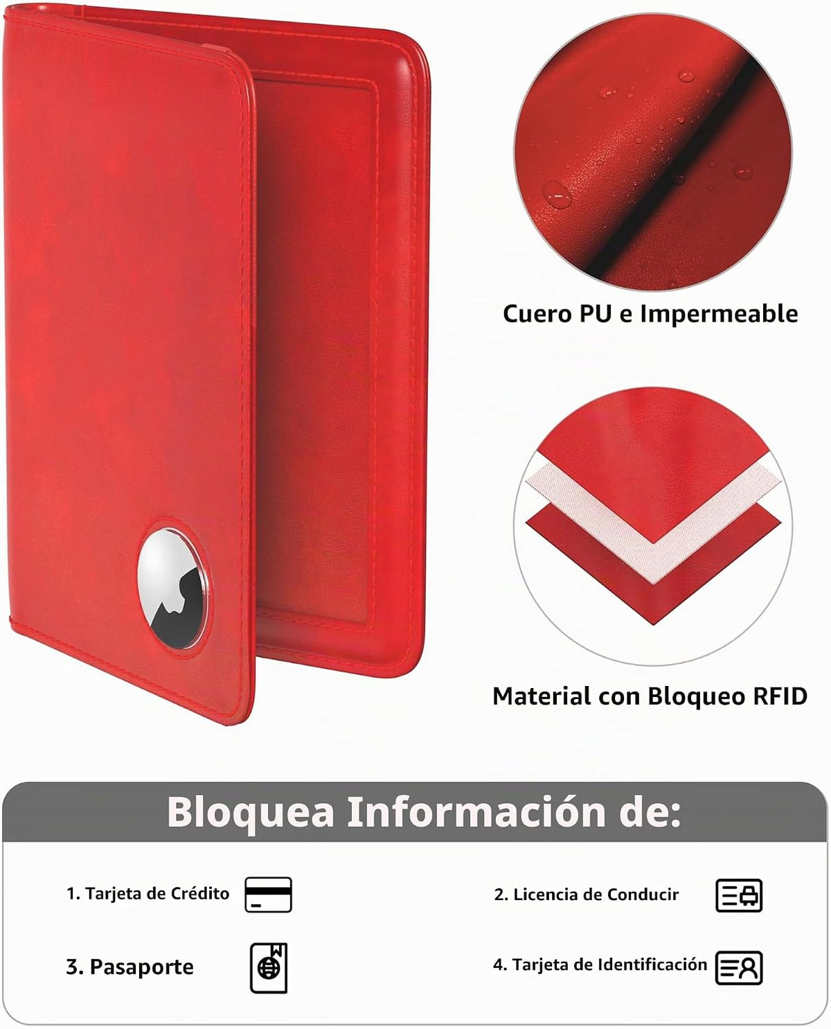 Stouchi AirTag - Cartera de viaje delgada RFID | Cuero PU ultradelg...