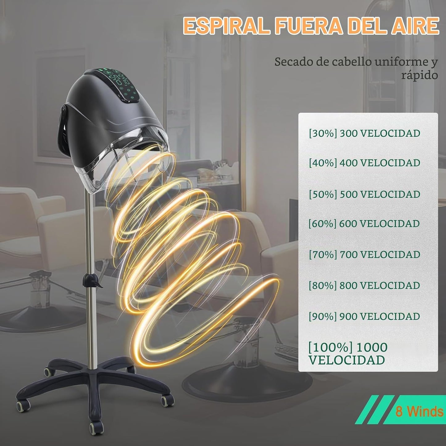 Elitzia Ionic ET1717B - Secador de pelo profesional con capucha de...