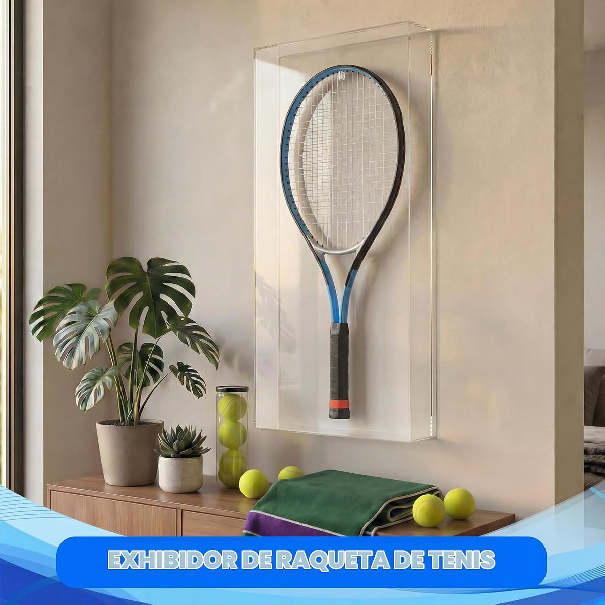 Wesiti Raqueta de tenis acrílica transparente para montaje en pared...