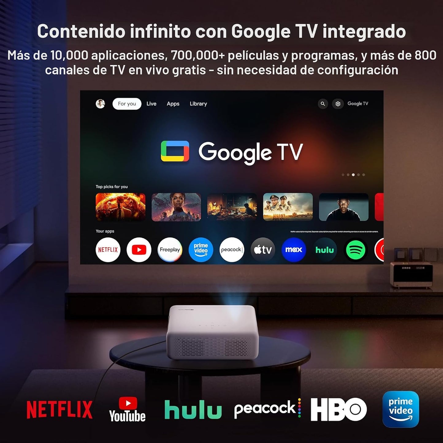 Aurzen EAZZE - Proyector inteligente compatible con Google TV D1G 4...