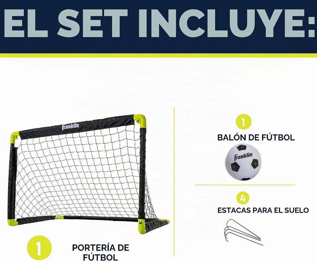 Franklin Sports Mini portería de fútbol con balón y bomba