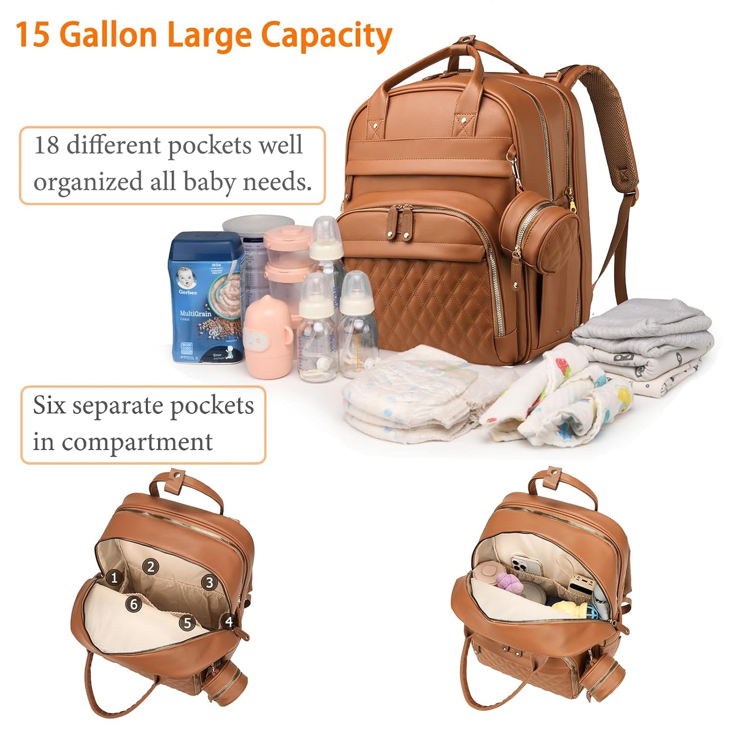 Astro alan - Bolsa de pañales con cambiador, mochila impermeable 3...