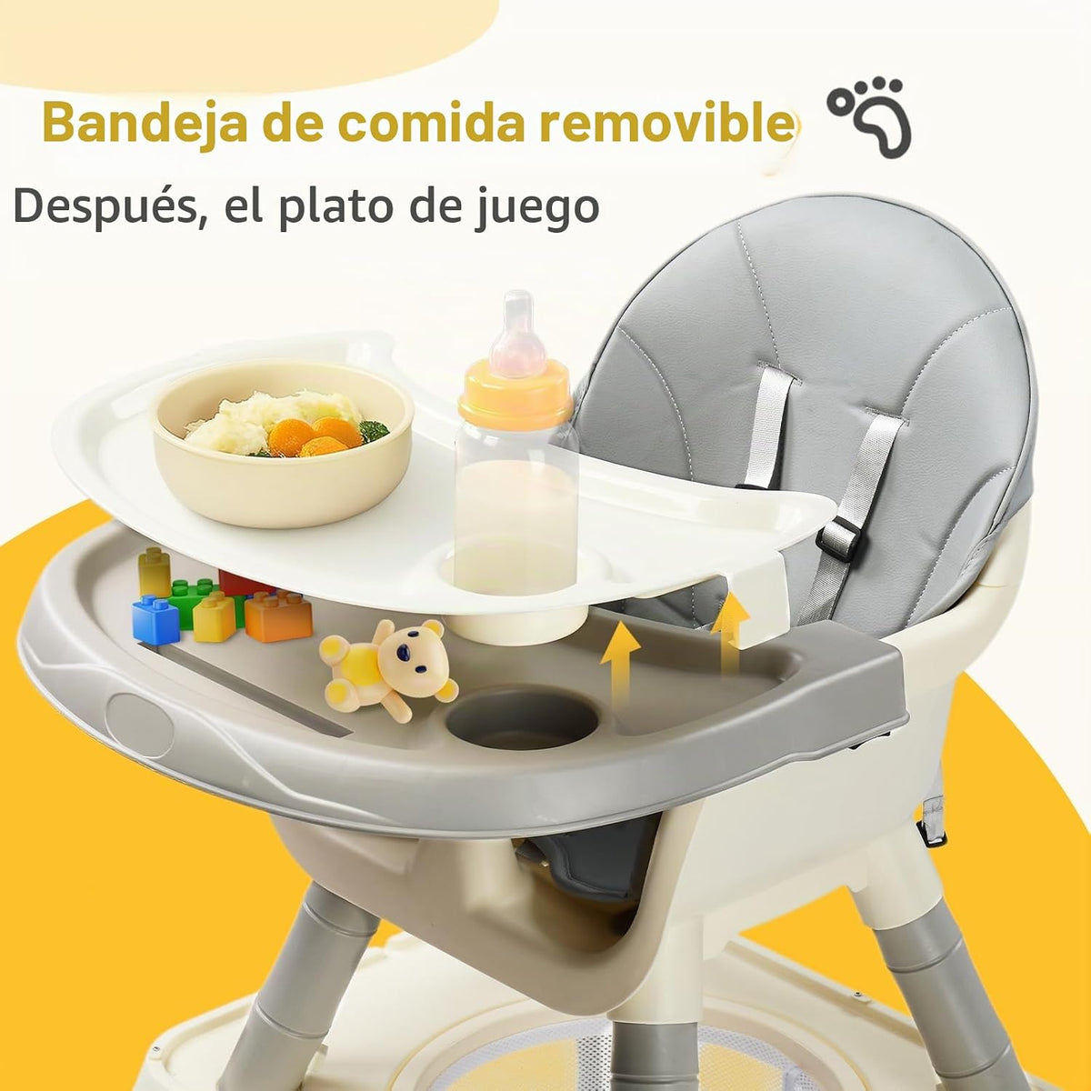 JOYMOR Silla alta convertible 5 en 1 para bebés y niños pequeños, j...