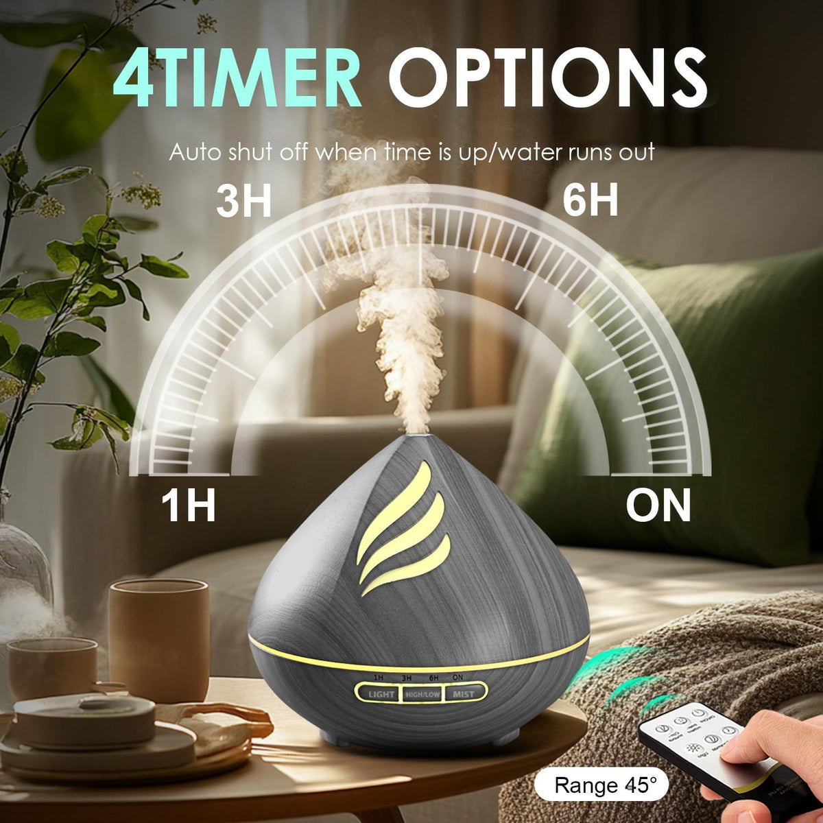 Relaja tu espacio: humidificador de niebla fría de 16.9 fl oz y dif...