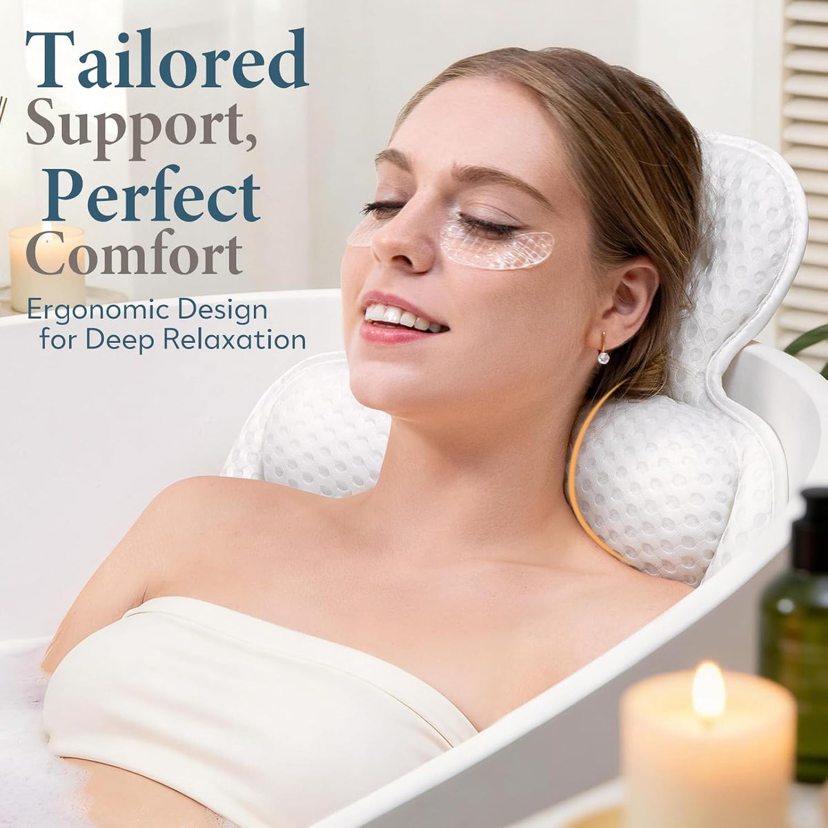 Almohadas de baño para tina, cómodo cojín de bañera para cabeza y c...