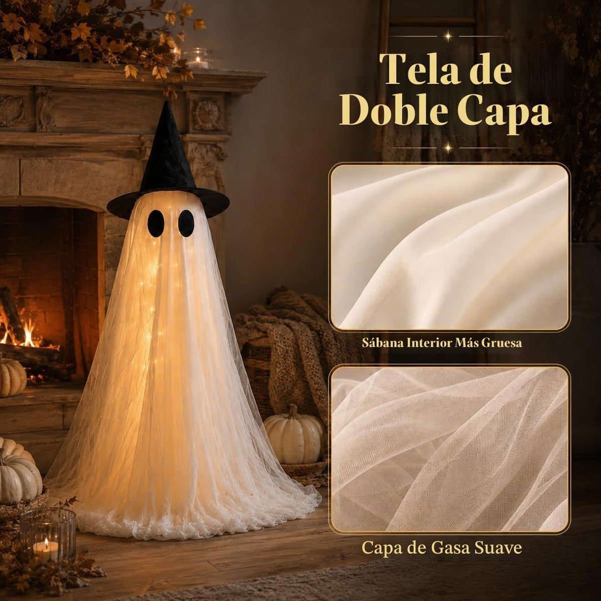 Decoraciones de Halloween para interiores, paquete de 2 fantasmas b...