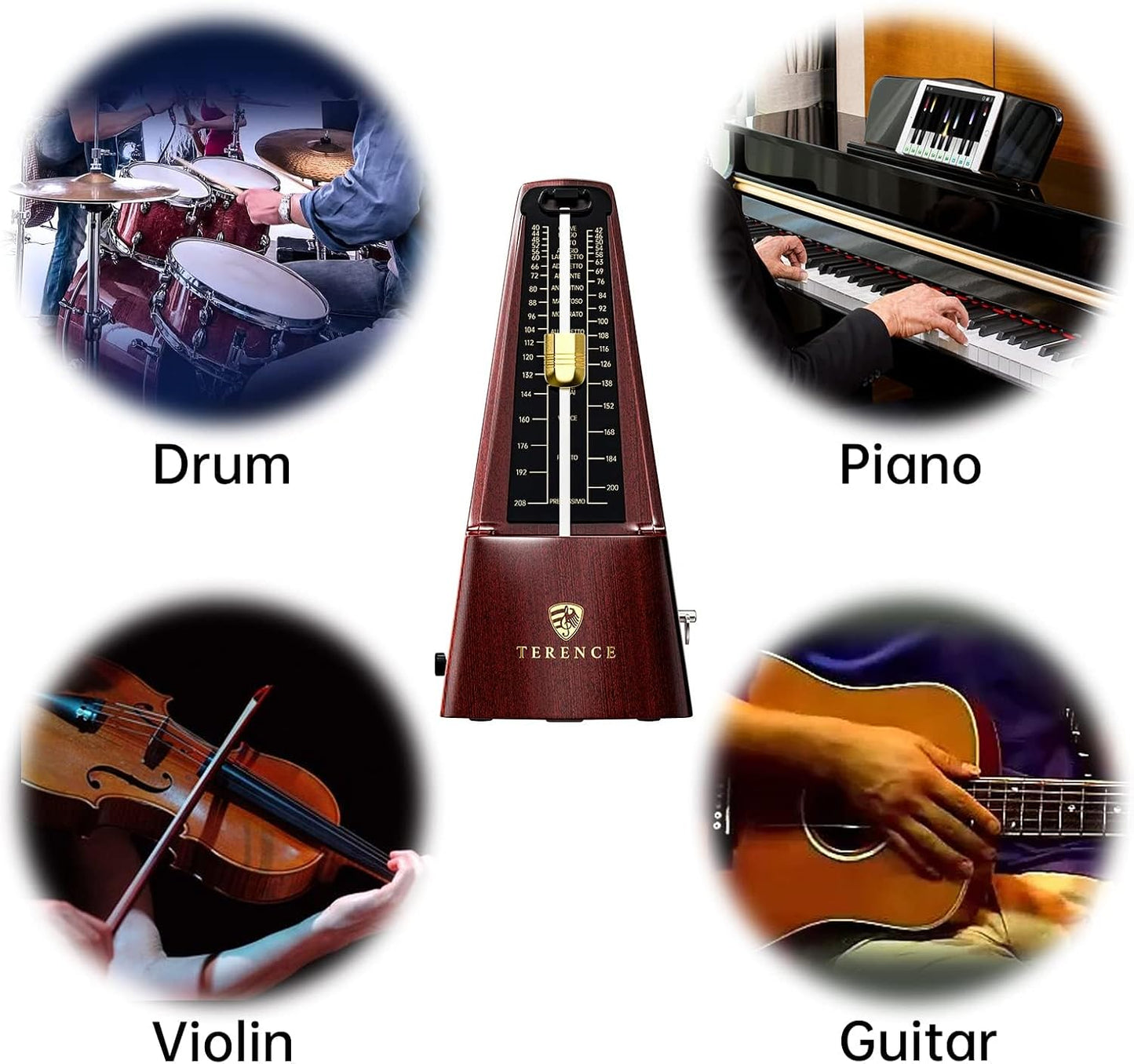 Metrónomos mecánicos para piano, guitarra, violín, bajo, batería y...