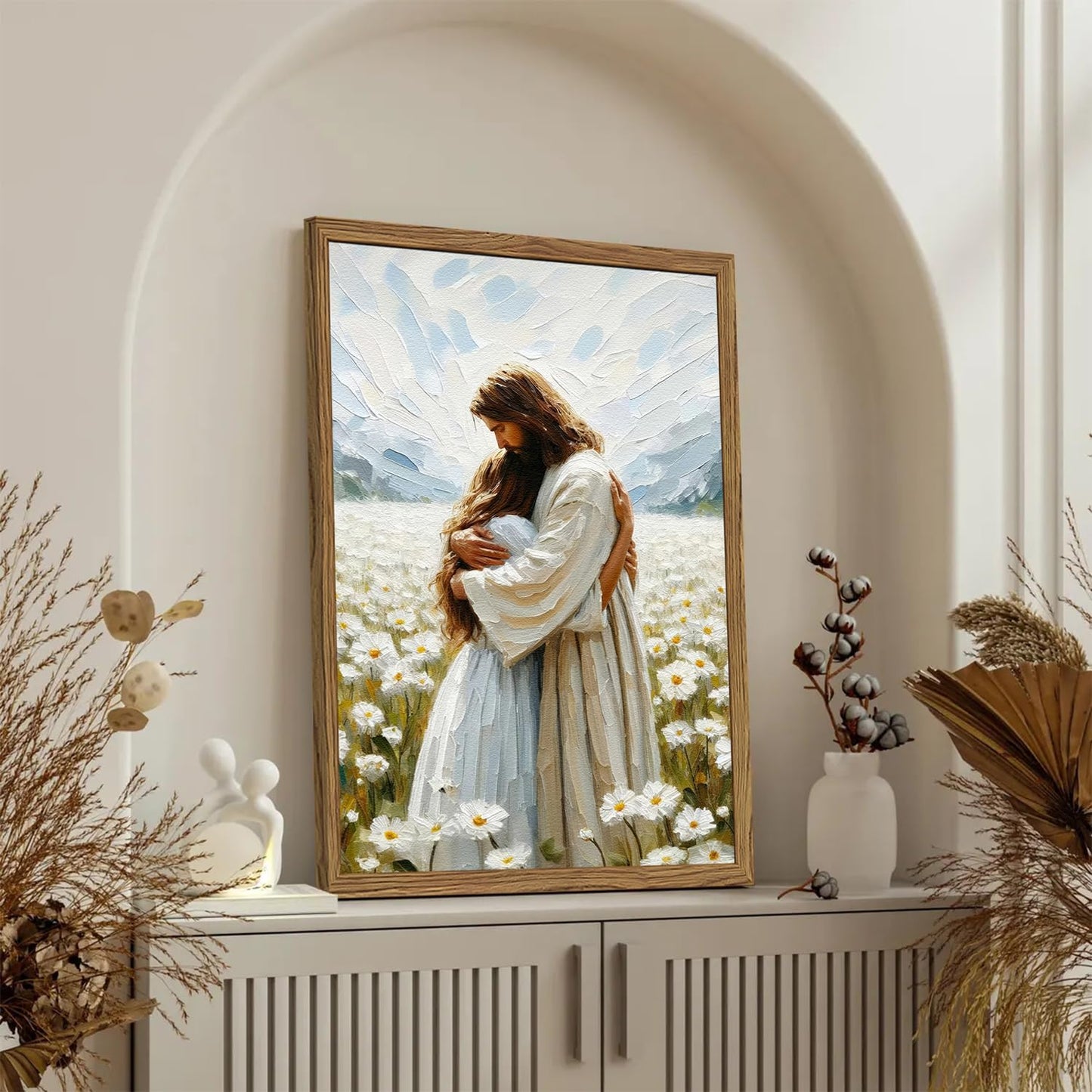 Arte de pared de Jesús abrazando a una mujer, decoración de pared d...