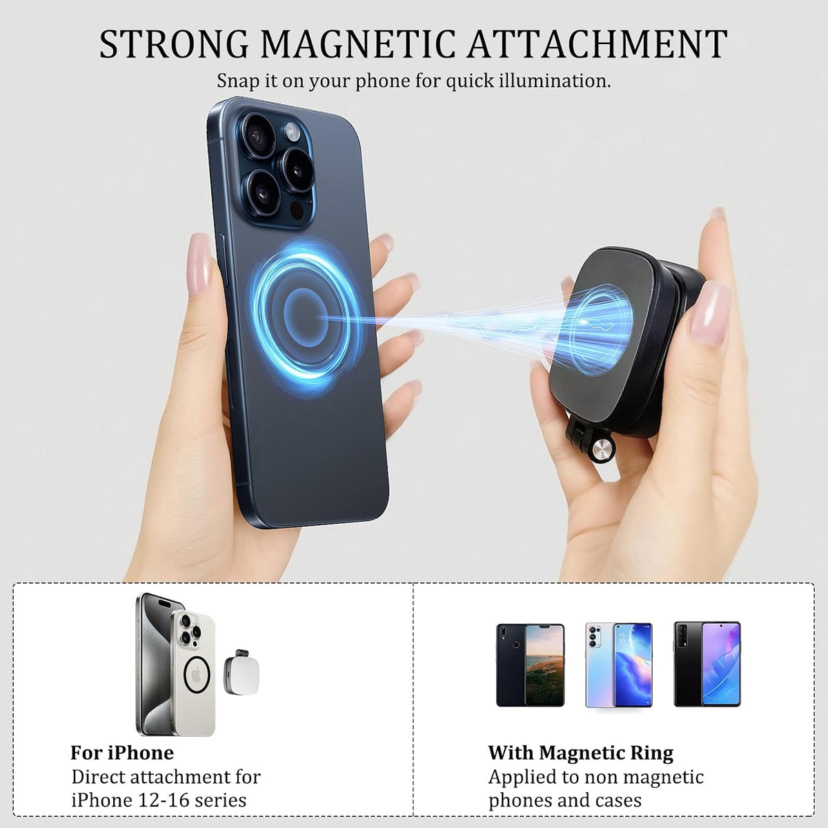 Luz de selfie magnética MagSafe con espejo para iPhone \u2013 Luz d...