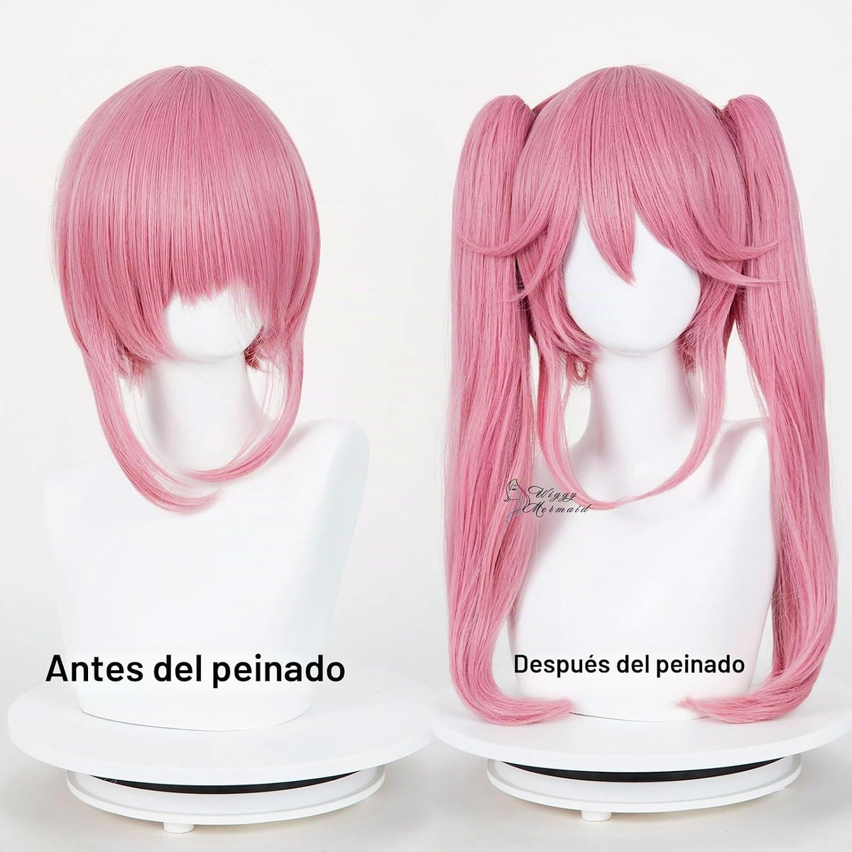 SL Anime - Peluca rosa con colas de caballo, para mujeres y niñas,...