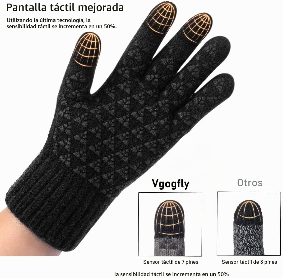 Vgogfly Guantes de punto de invierno cálidos para hombres y mujeres...