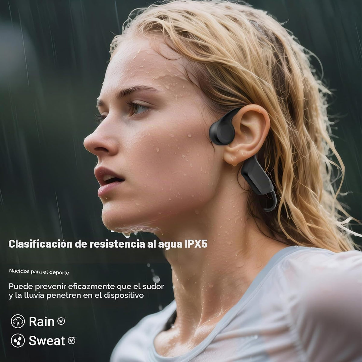 Auriculares impermeables de conducción ósea de oreja abierta, Bluet...