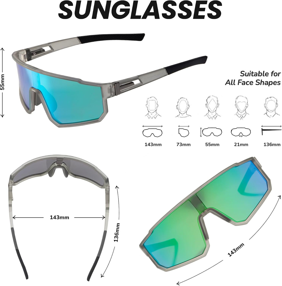 Gafas de sol polarizadas para correr para hombres y mujeres, UV400...