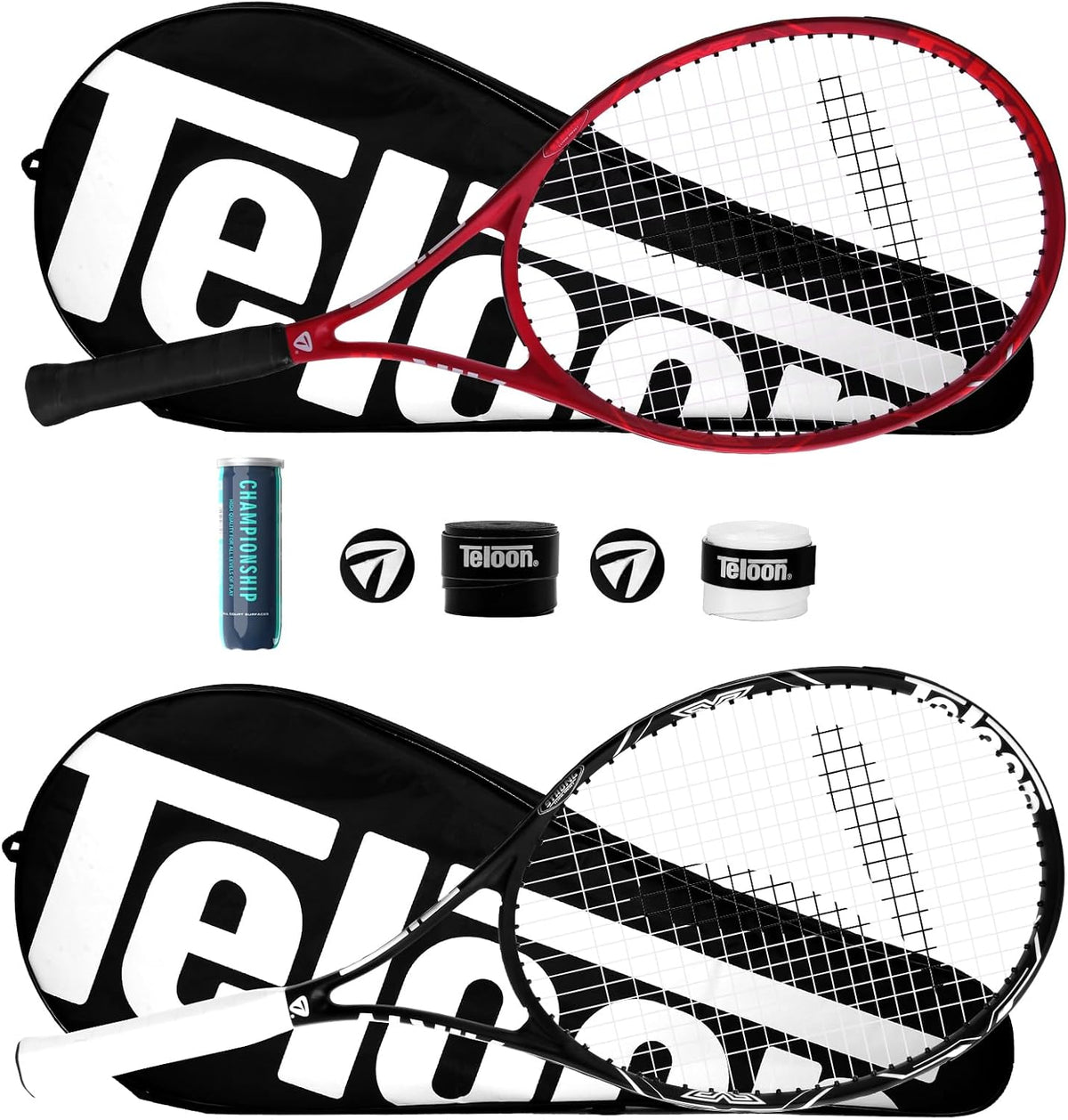 Teloon Raquetas de tenis para adultos, 2 piezas, raqueta de tenis r...