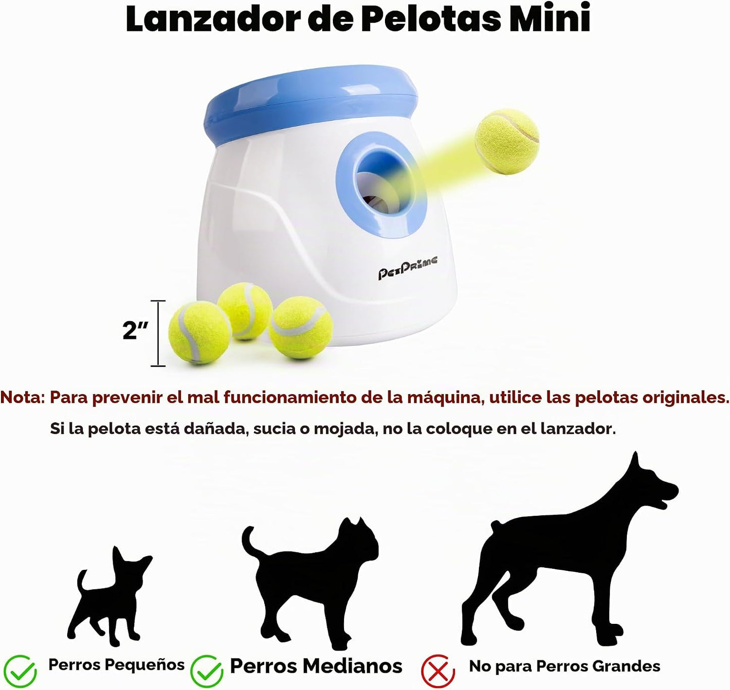 Pet Prime Lanzador automático de bolas para perros pequeños y media...