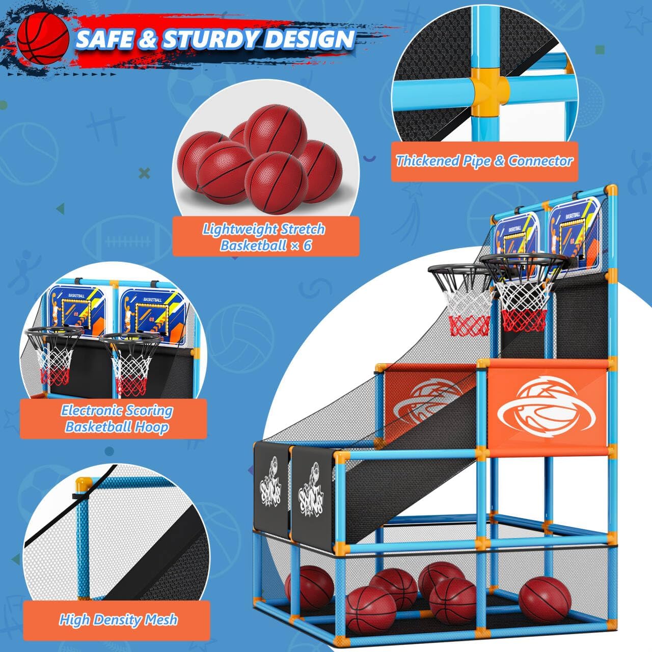 Juego de baloncesto arcade de doble disparo, juguetes para niños: a...