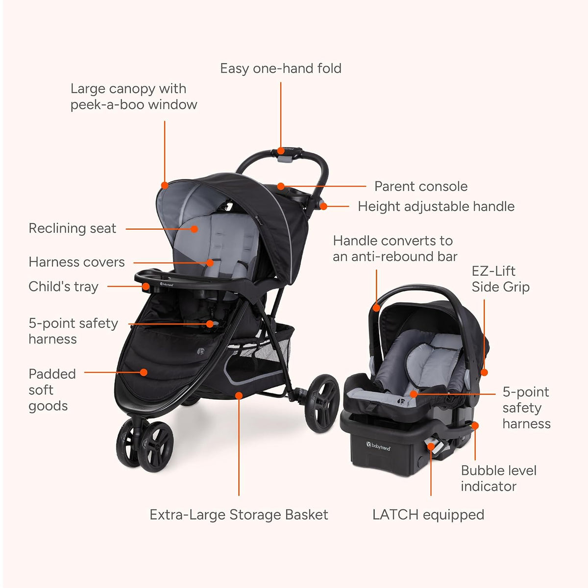 EZ Ride - Sistema de viaje (con asiento infantil EZ-Lift), color ne...