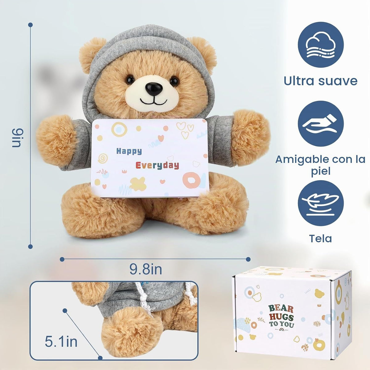 Osacoe Oso de peluche Big Hugs con caja de regalo, sudadera extraíb...