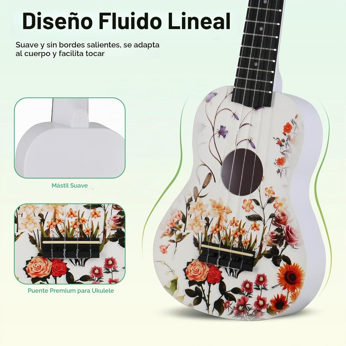 RANMING Ukulele ukelele de 21 pulgadas para niños, kit de iniciació...