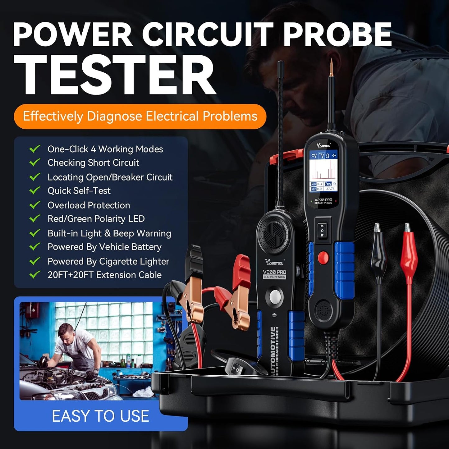 VDIAGTOOL V200 Pro Probador de Sonda de Circuito de Potencia Automo...