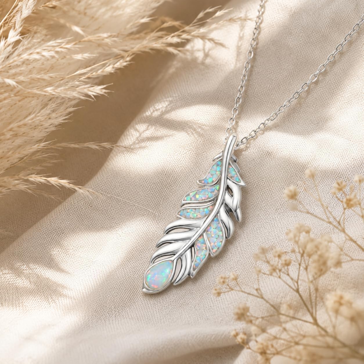 Teetyyt Collar de Plumas de Turquesa para Mujer Chapado en Oro Blan...