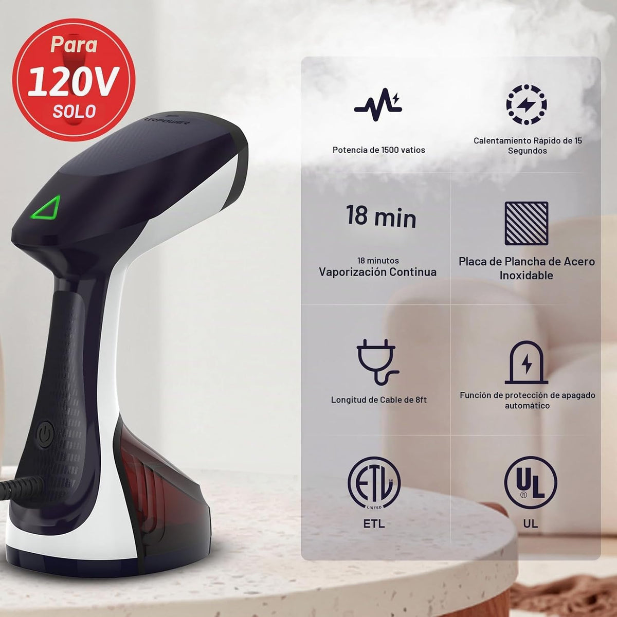 Vaporizador de ropa portátil URPOWER de 300 ml, vaporizador de cale...