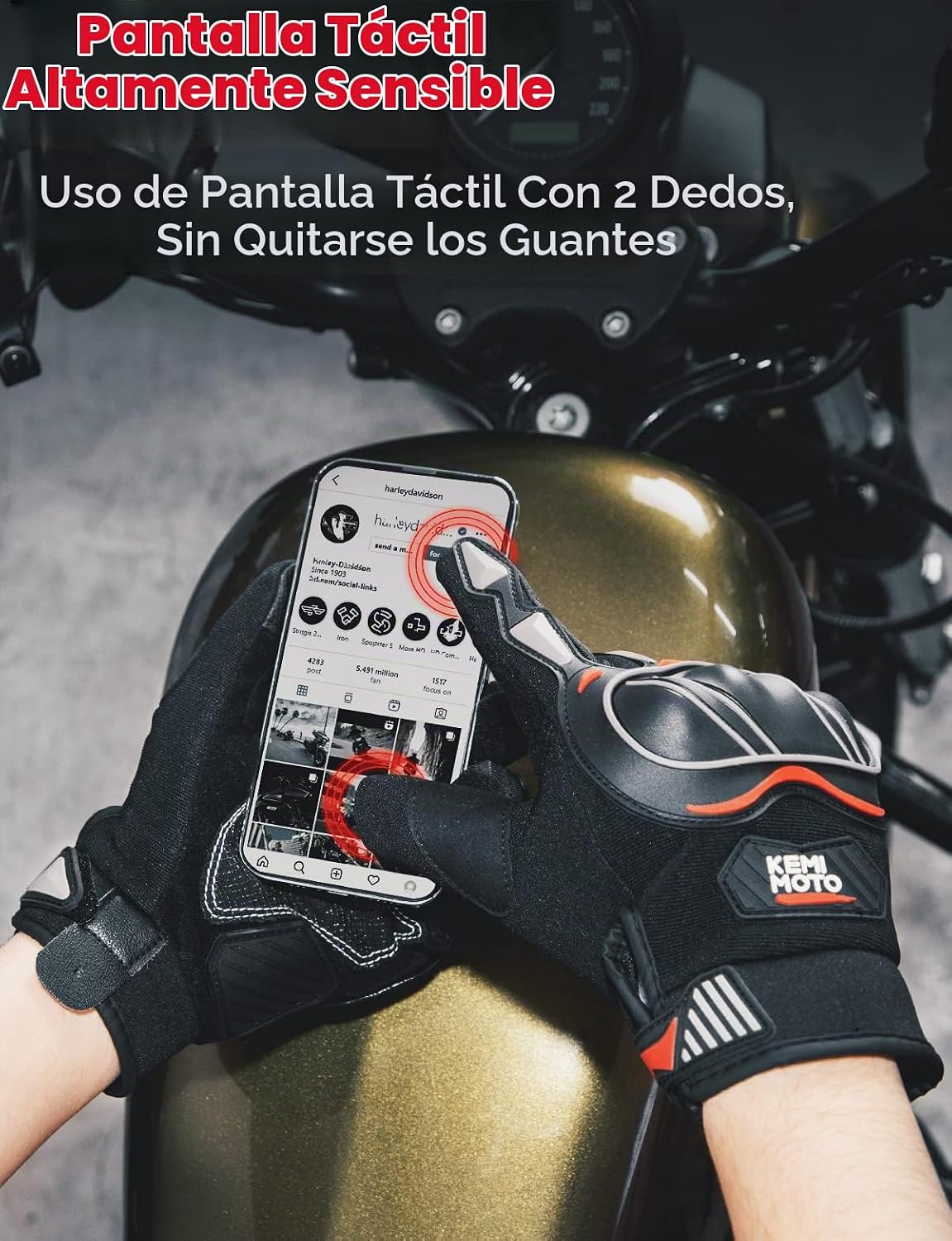 KEMIMOTO Guantes de motocicleta para hombres, guantes de ciclismo c...