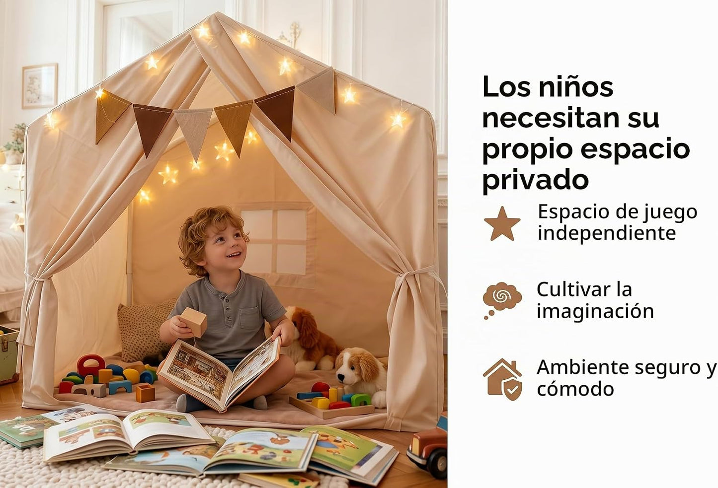 Tienda de campaña para niños, casa de juegos interior con tapete\/l...