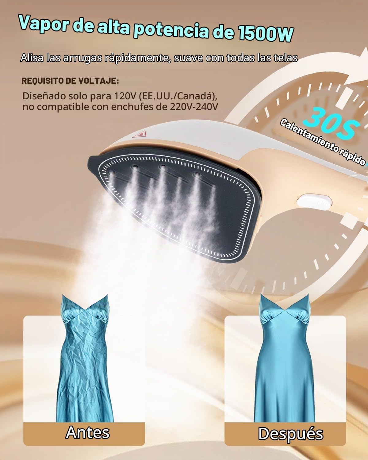 Vaporizador y plancha profesional 3 en 1 para ropa, 1500 W con tecn...