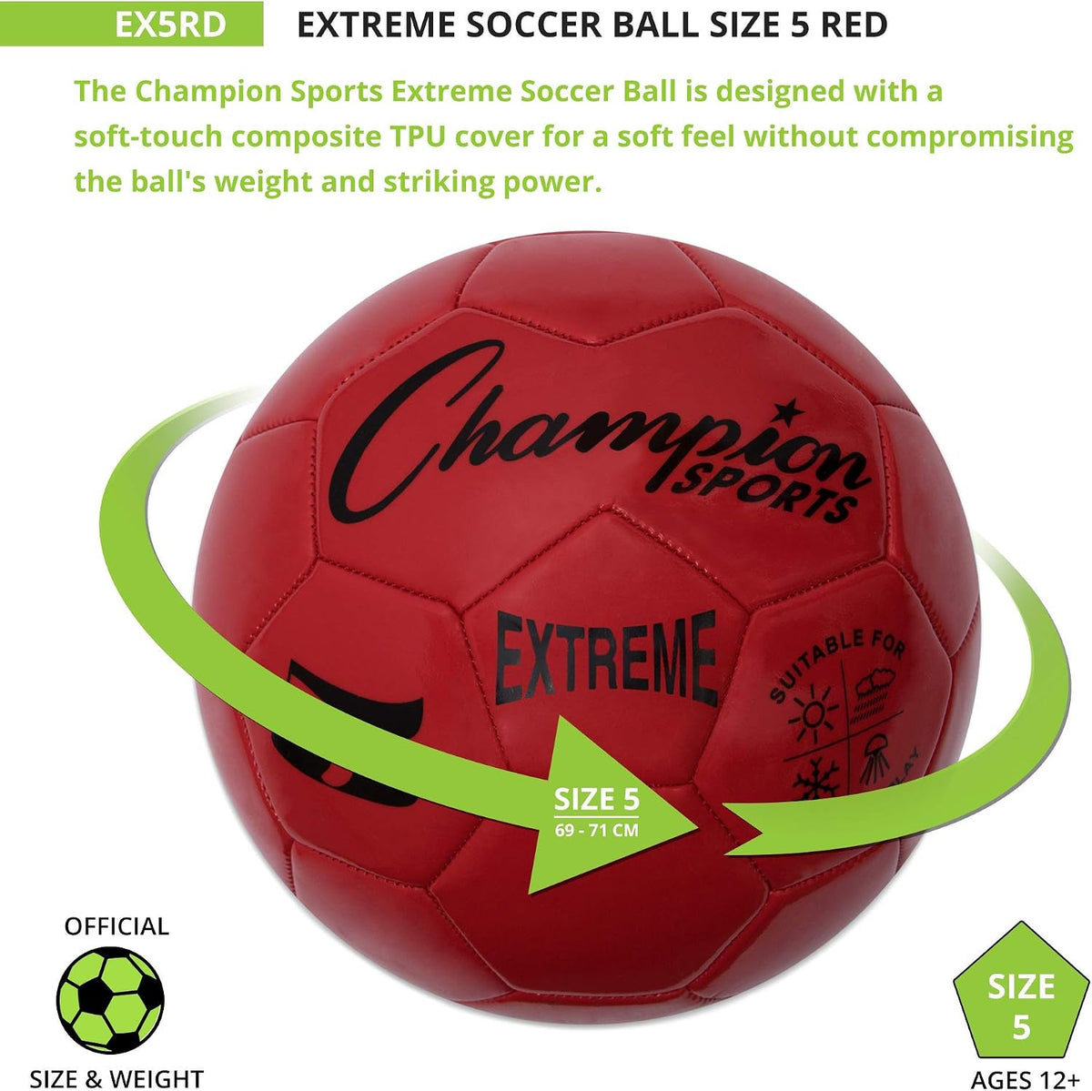 Champion Sports Extreme Series - Balón de fútbol \u2013 Tamaños 3,...
