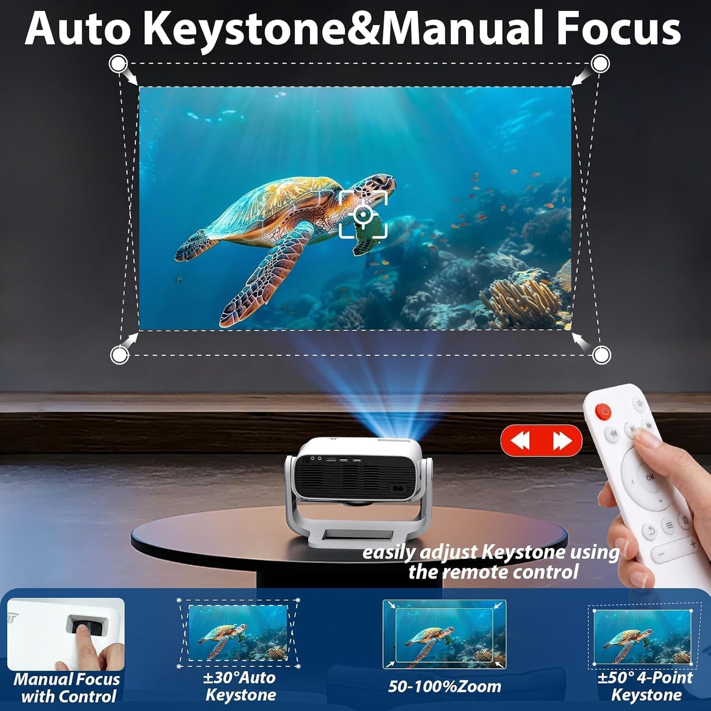 Wielio Proyector inteligente 2026 Android TV con WiFi 6 y Bluetooth...