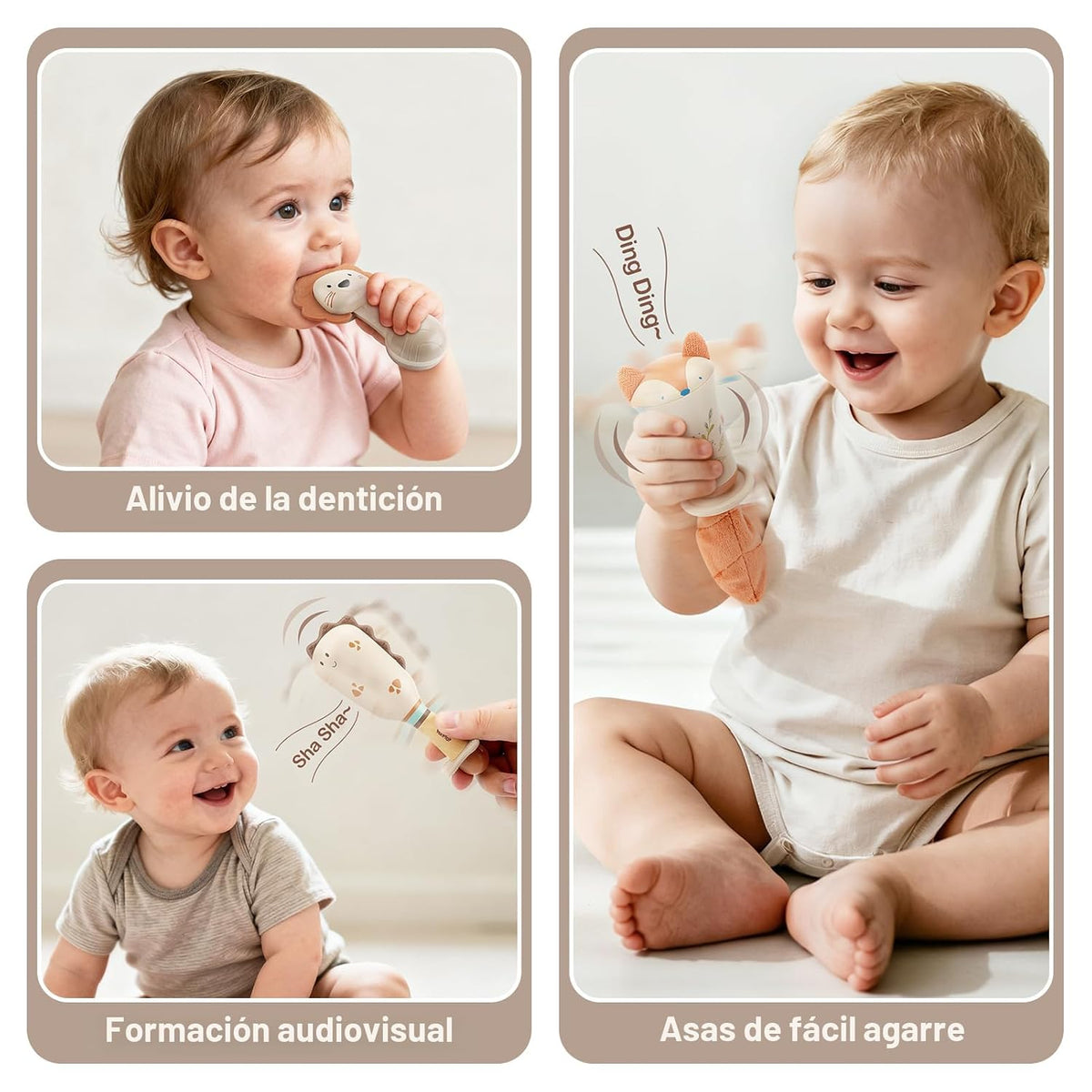 Sonajeros para bebés, juguetes de dentición de 3 a 6 meses, juguete...