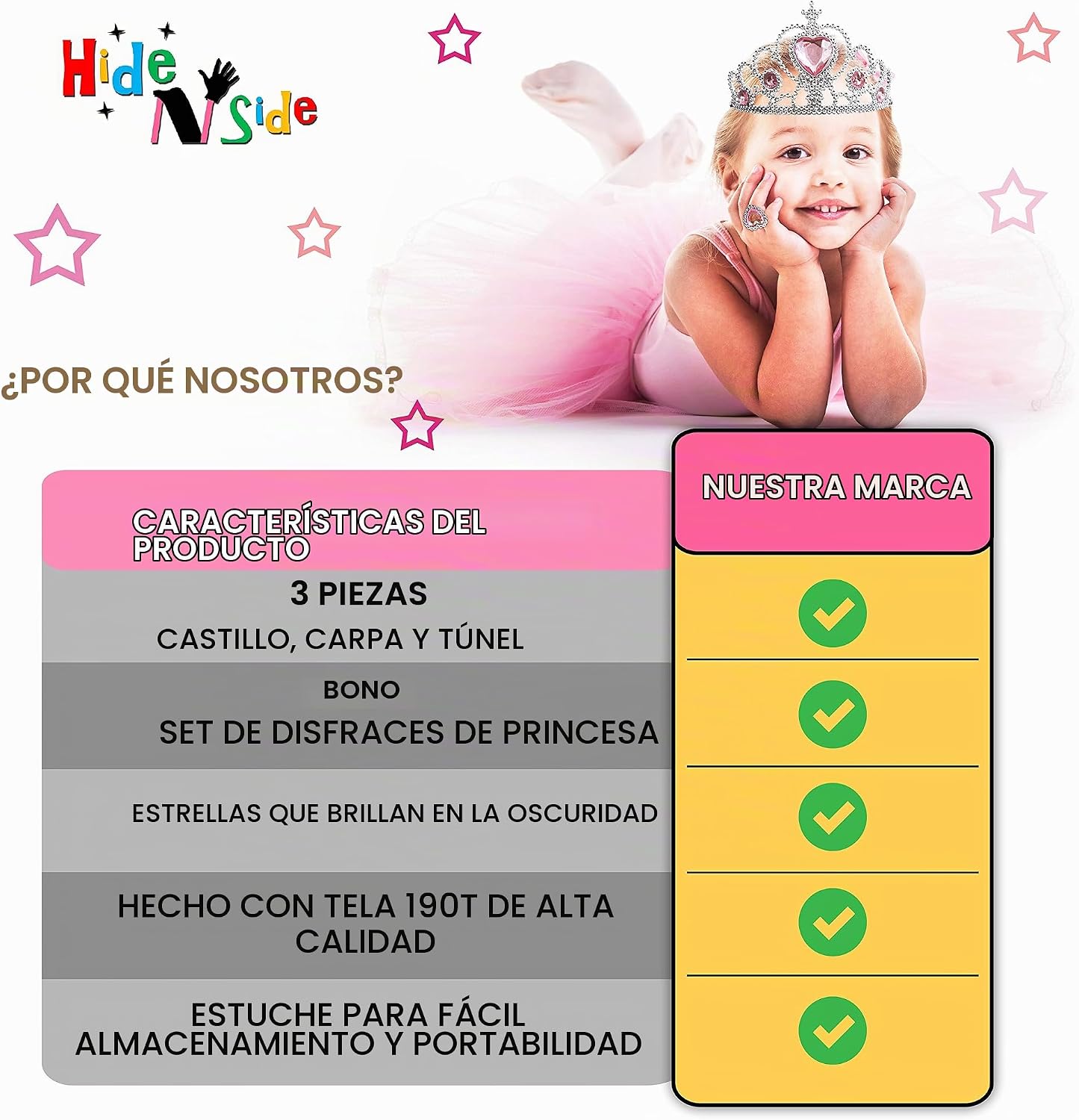 Regalo para niñas, tienda de campaña de princesa con túnel, castill...