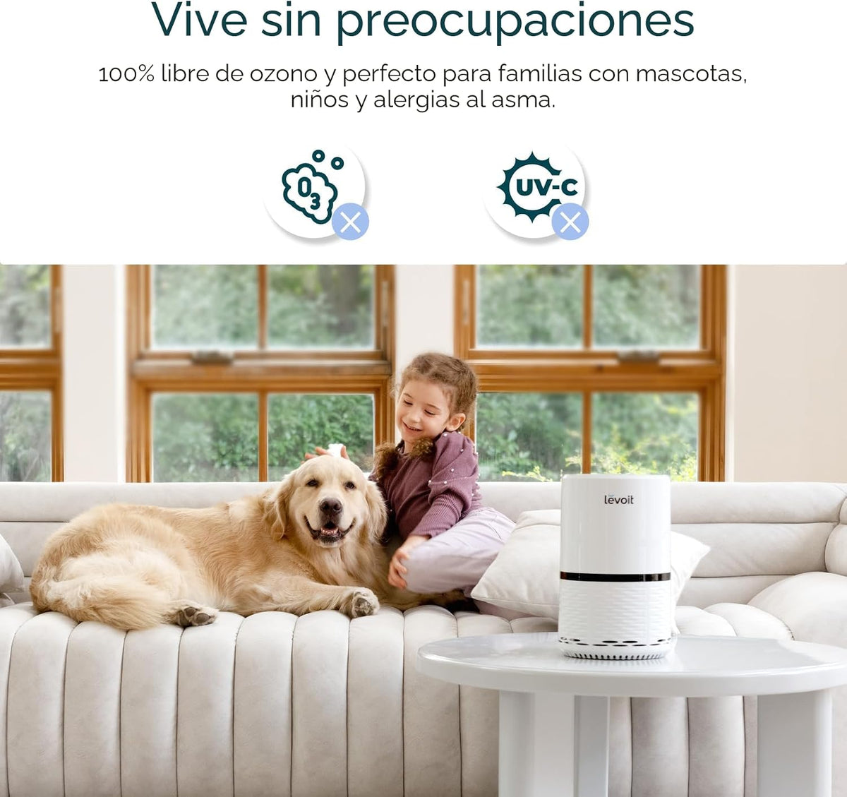 Levoit Purificador de aire para el hogar, mascotas, dormitorio | Fi...
