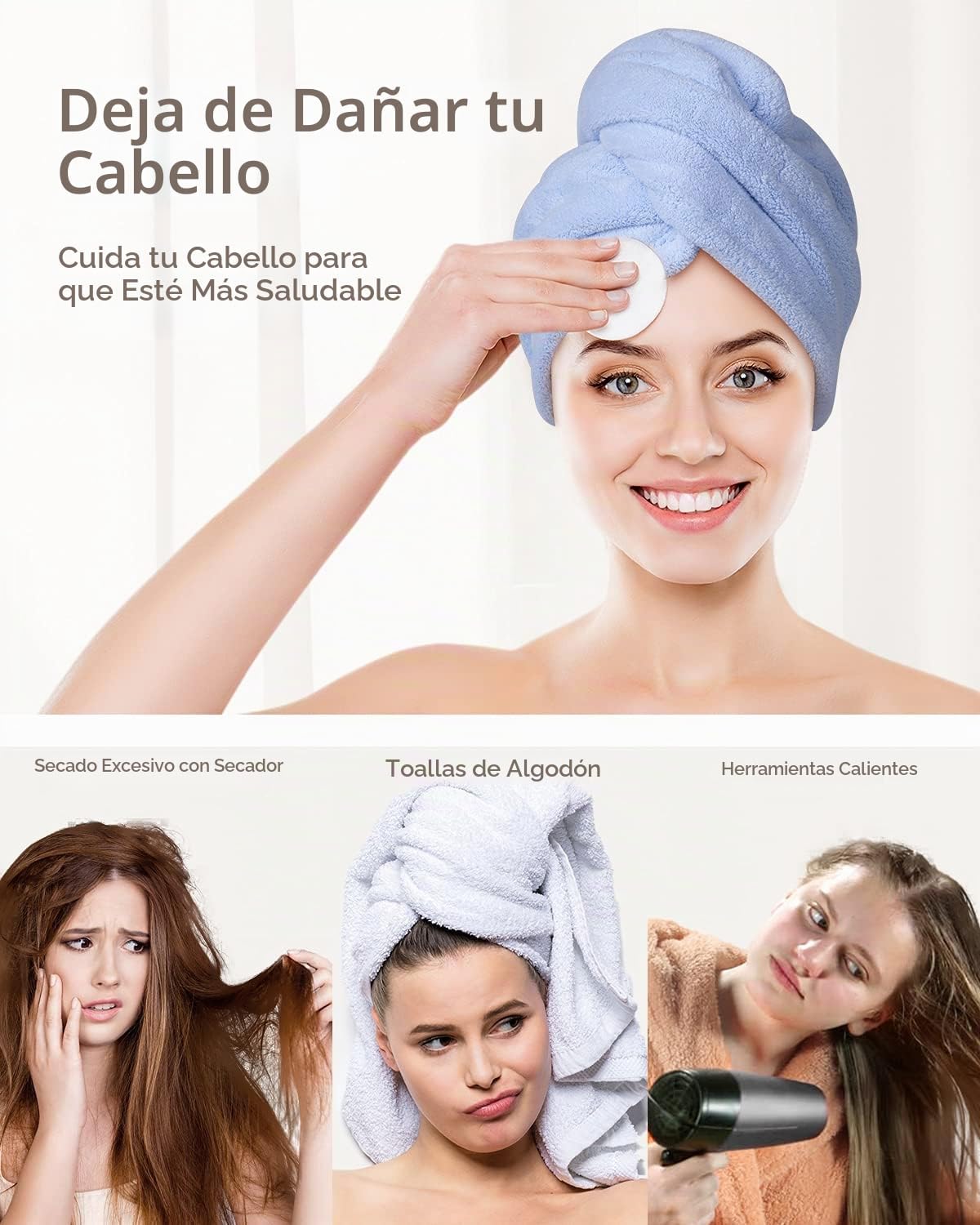 YFONG Paquete de 3 toallas de microfibra para envolver el cabello p...